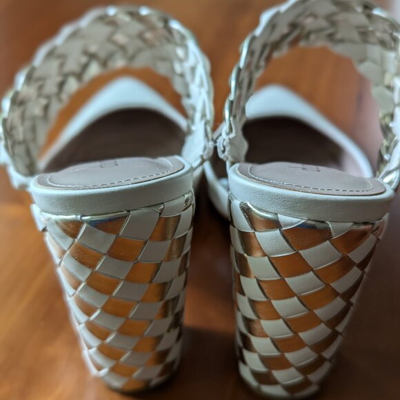 Charles by Charles David Micky Cream Metallic Woven Block Heel Pump Size 9 - Picture 5 of 9